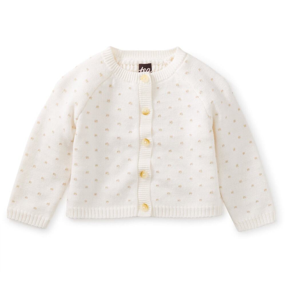 Tea Collection Baby Girls Sparkle Cardigan Golden Cranes Size 3T NWT